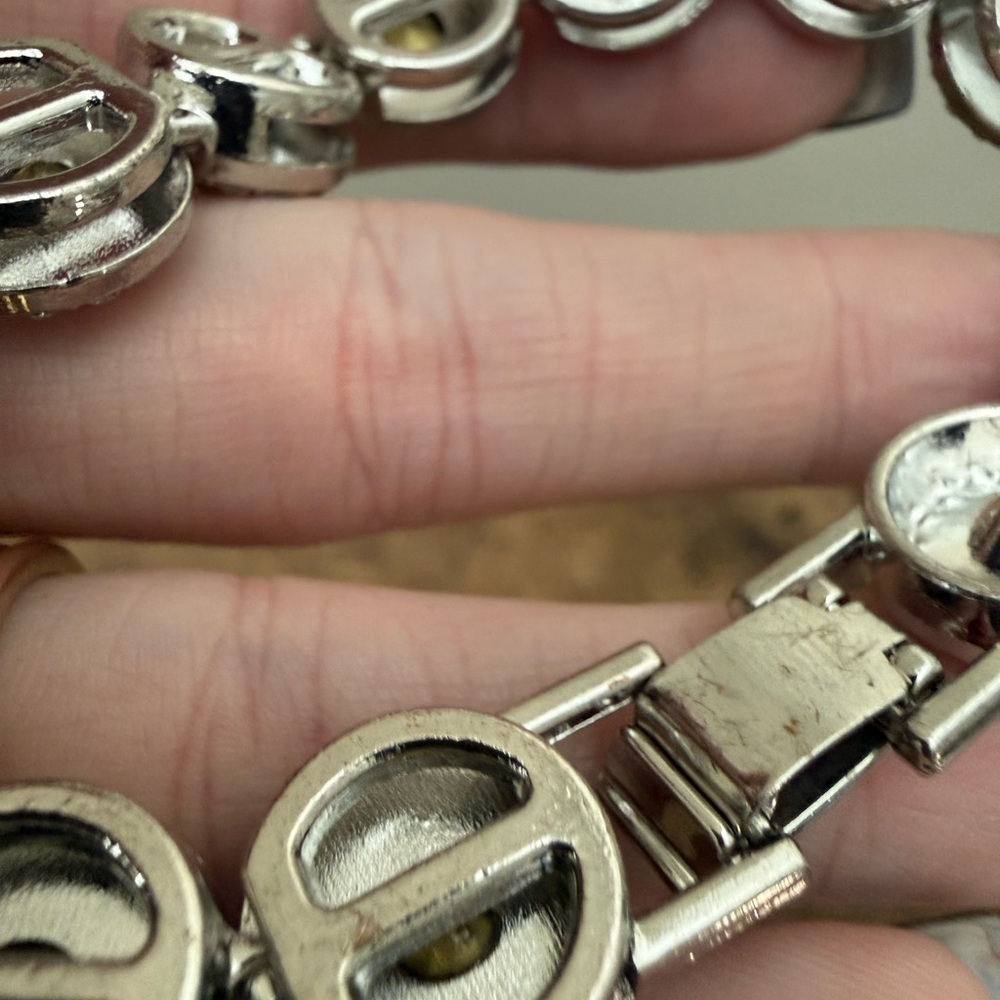 Rhinestone Silver Toned Halo Link Bracelet - Picture 6 of 6